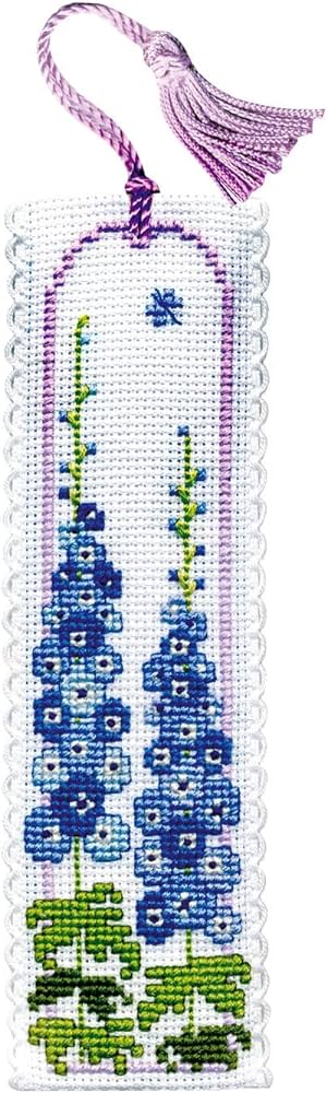 Bookmark, Textile Heritage Kit - Delphiniums